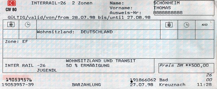 Inter-Rail-Ticket